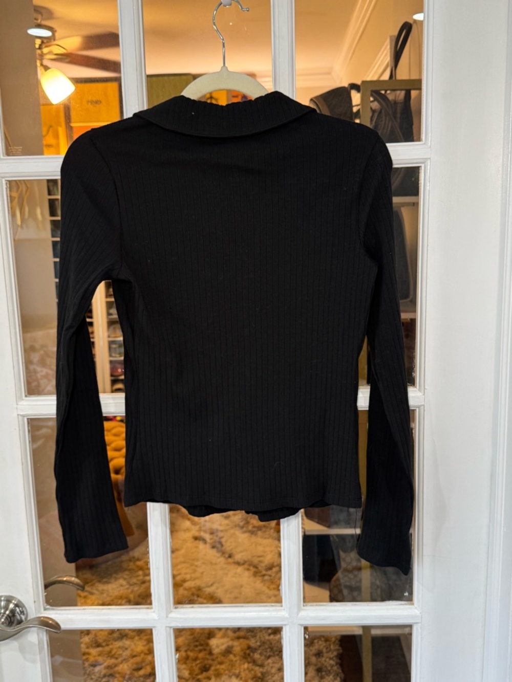 ♟️▪️Sanctuary Black Ribbed Button-Front Collared Top ▪️♟️ - Picture 6 of 6